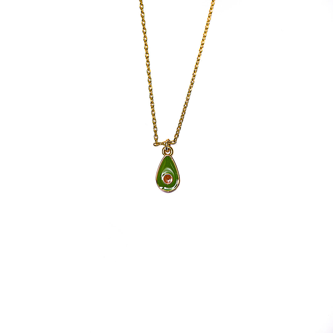 Avocado Necklace in 18k gold plated brass by Made Design Jewelry