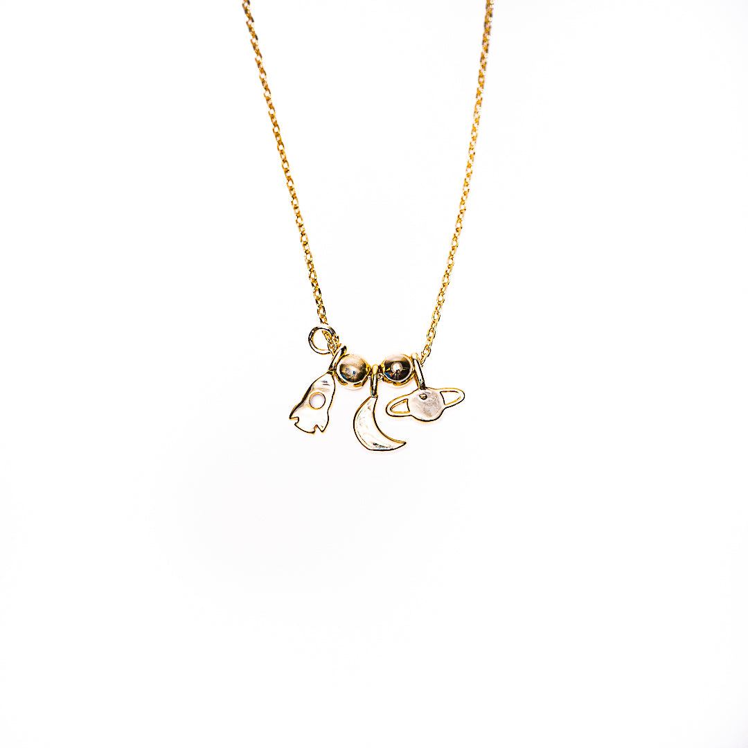 Space Necklace in 18k gold plated brass – view 2