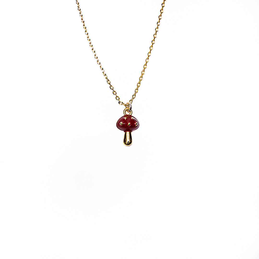 Small Mushroom Necklace in 18k gold plated brass by Made Design Jewelry