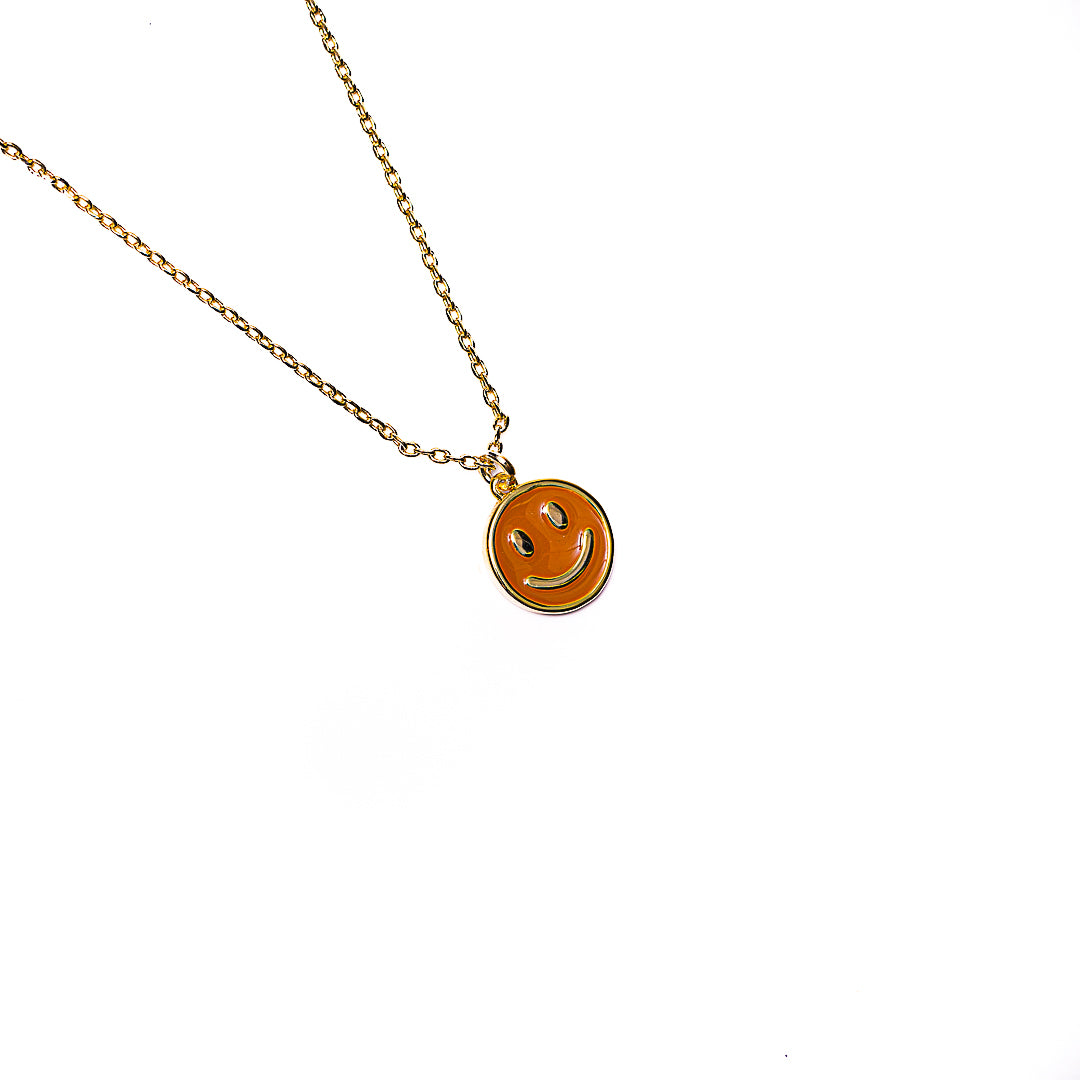 Orange Smiley Necklace in 18k gold plated brass – view 2