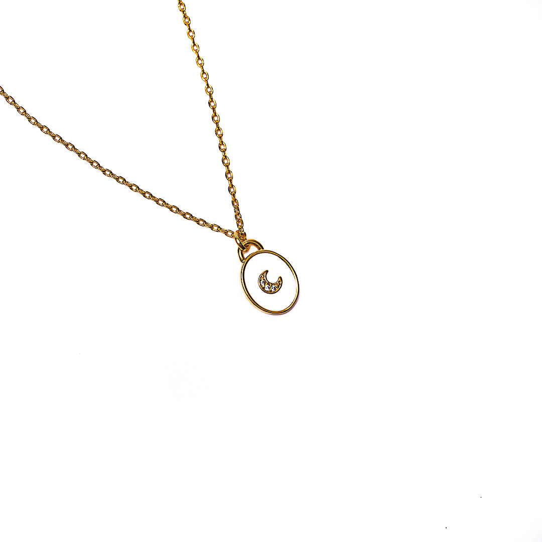 Crescent Disc Necklace in 18k gold plated brass – view 2