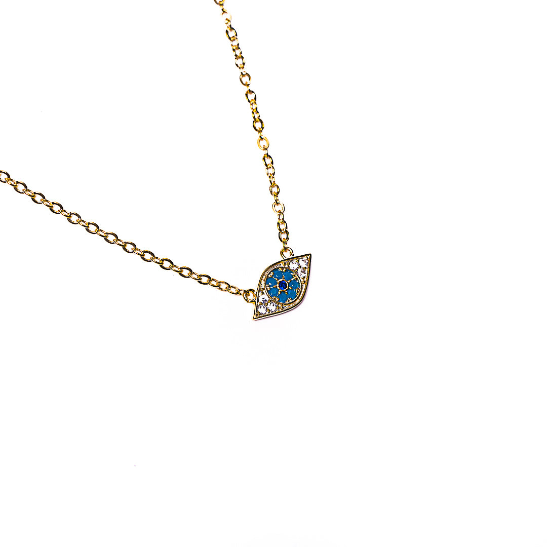 Evil Eye Gem Necklace in 18k gold plated brass – view 2