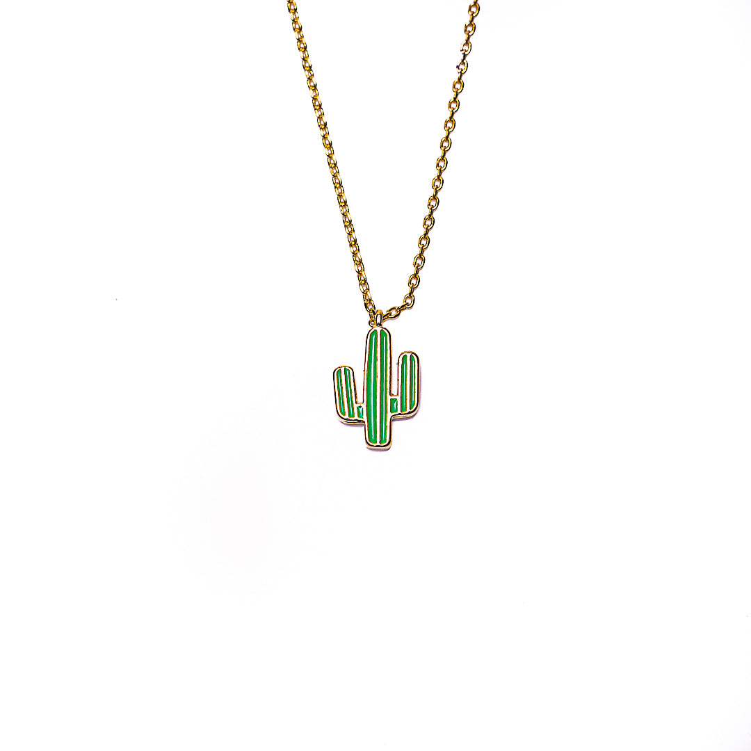Cactus Pendant in 18k gold plated brass by Made Design Jewelry