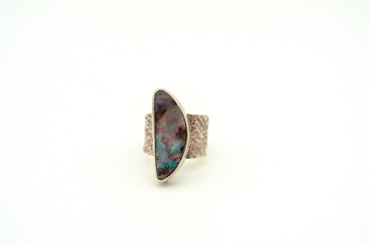One of One Boulder Opal Ring