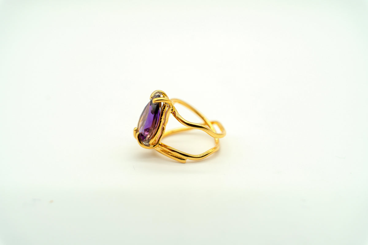 Raw Amethyst Point Ring, 18K Vermeil – view 3