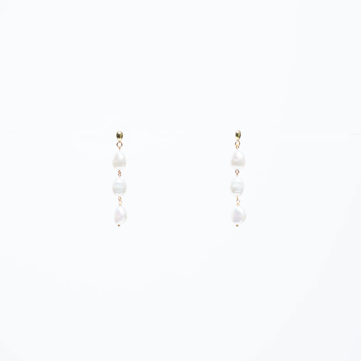 Triple White Pearl Drop Earrings