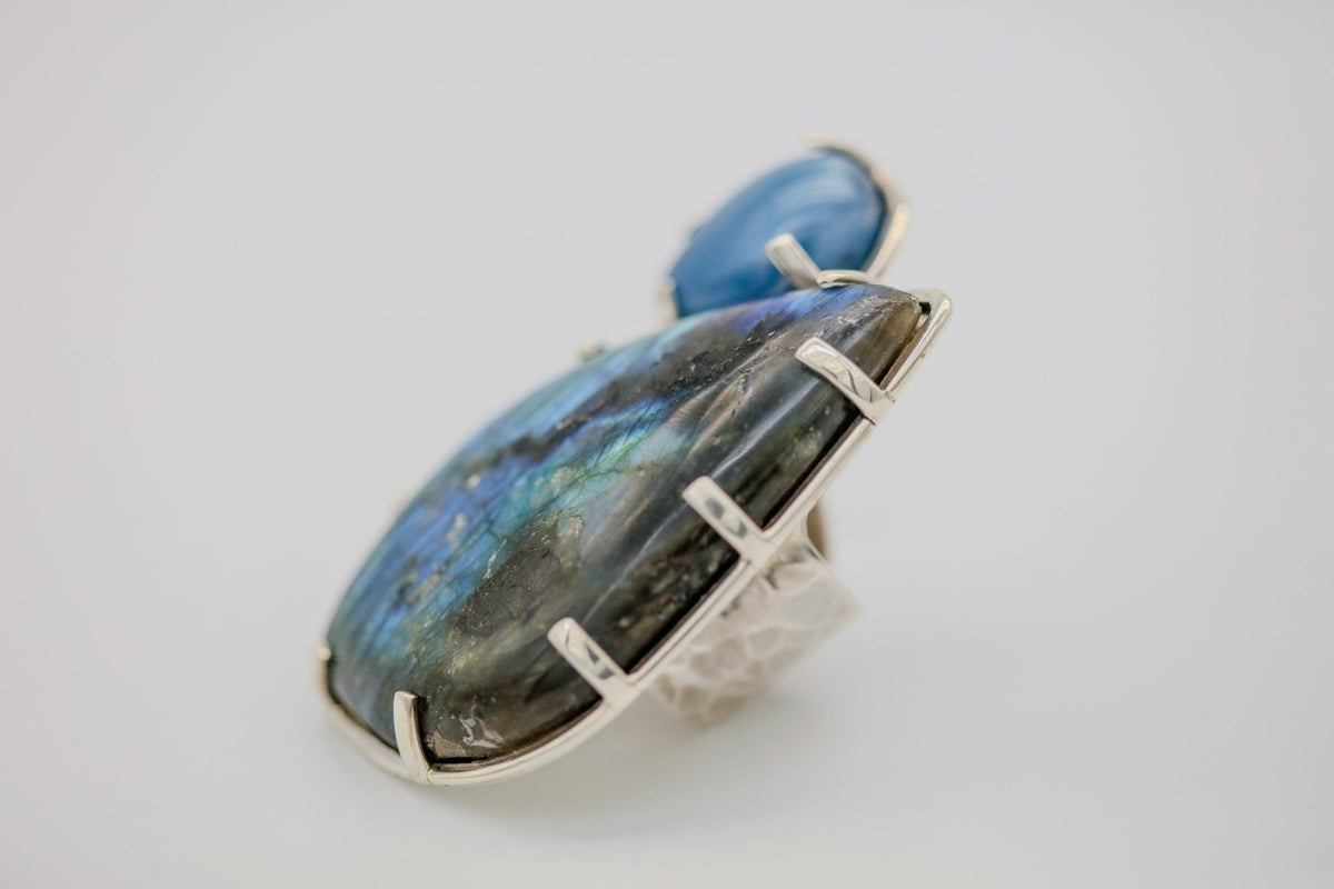 Labradorite & Swedish Blue One of One Ring – view 2