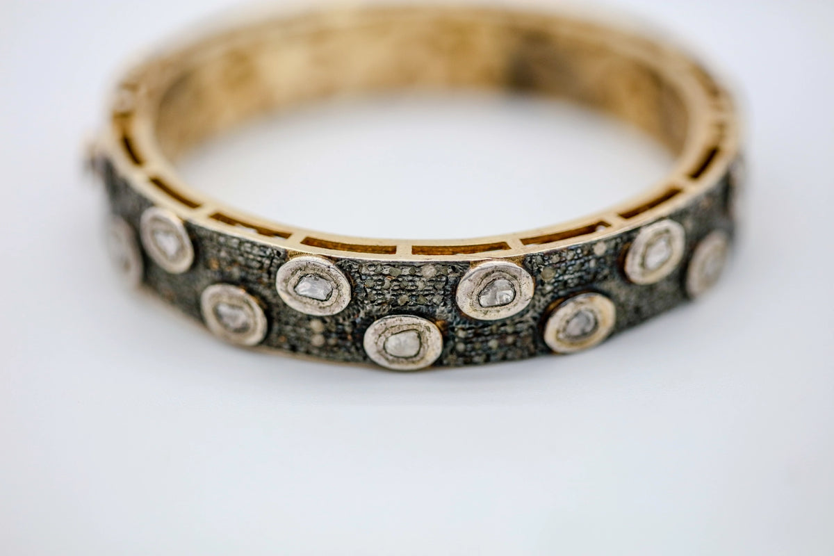 Natural Diamond Slice Pavé Bangle in Gold Vermeil – view 2