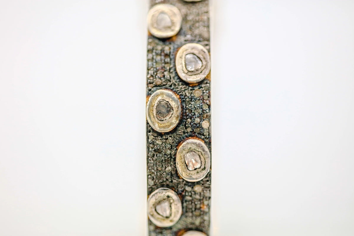 Natural Diamond Slice Pavé Bangle in Gold Vermeil – view 3