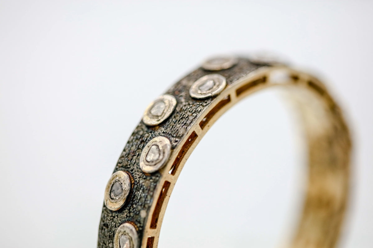 Natural Diamond Slice Pavé Bangle in Gold Vermeil – view 4