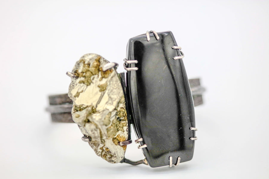 Pyrite & Black Onyx One of One Ring by Made Design Jewelry