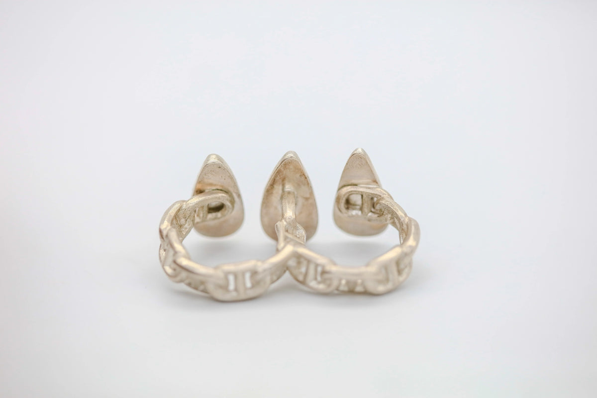 White Buffalo, Persian Turquoise & Rosarita Two-Finger One of One Ring – view 2