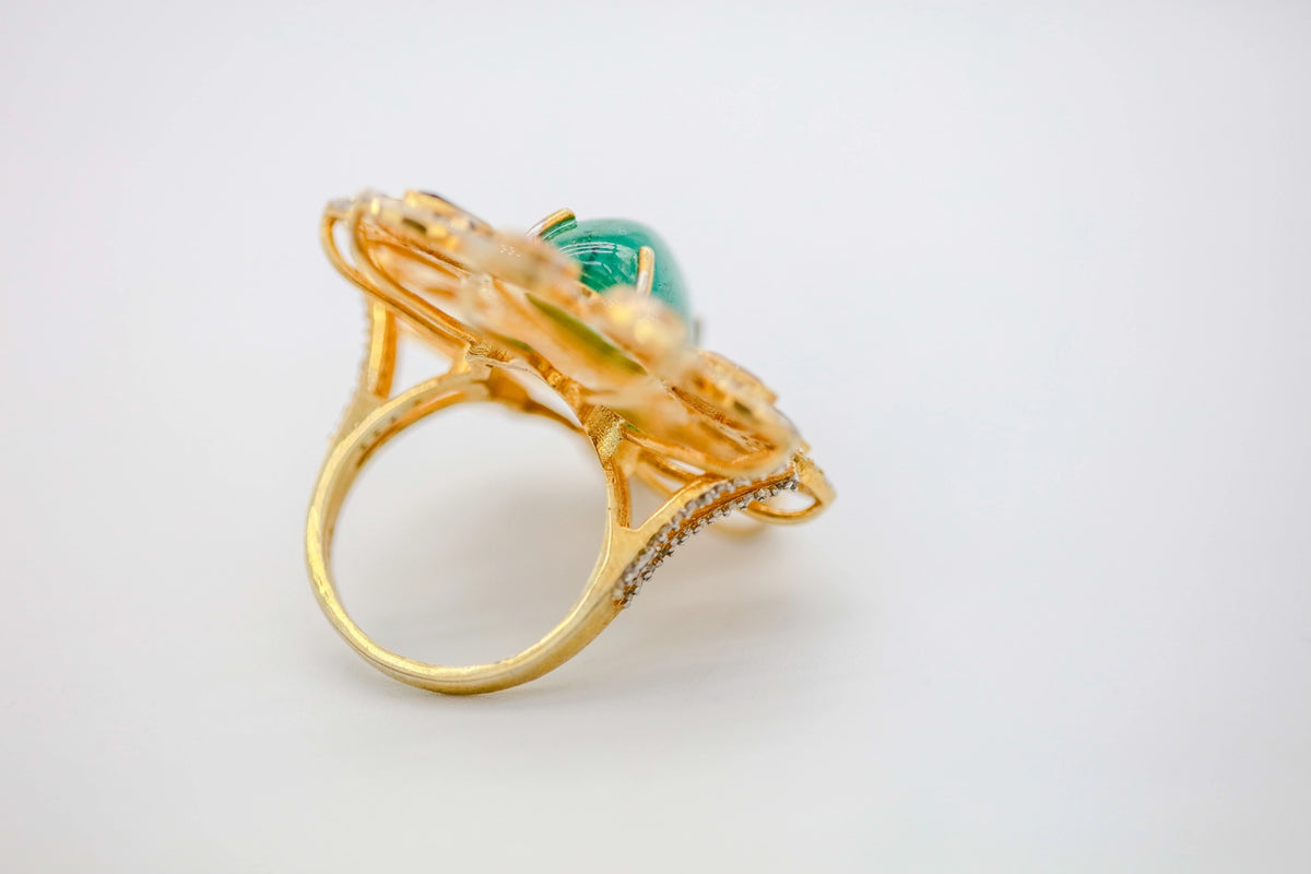 Emerald & Multicolor Tourmaline Diamond One of One Ring – view 6