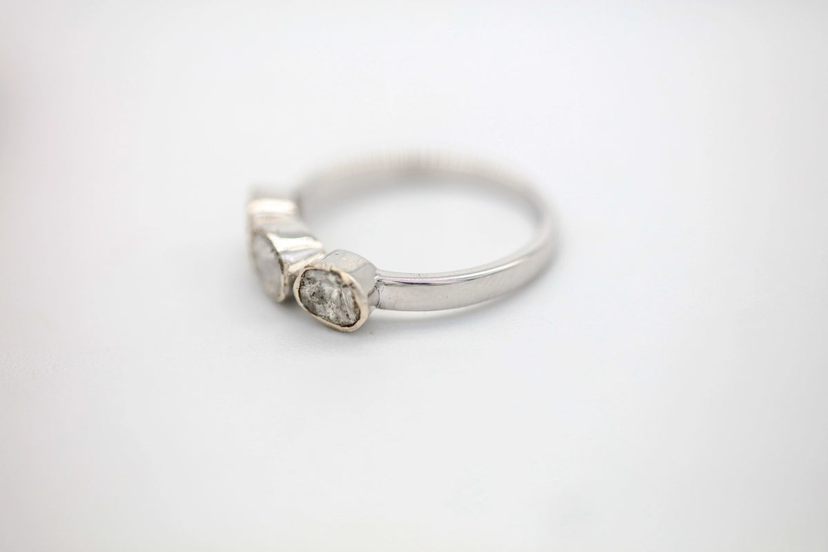 Natural Diamond Slice Three-Stone Ring in Sterling Silver – view 3