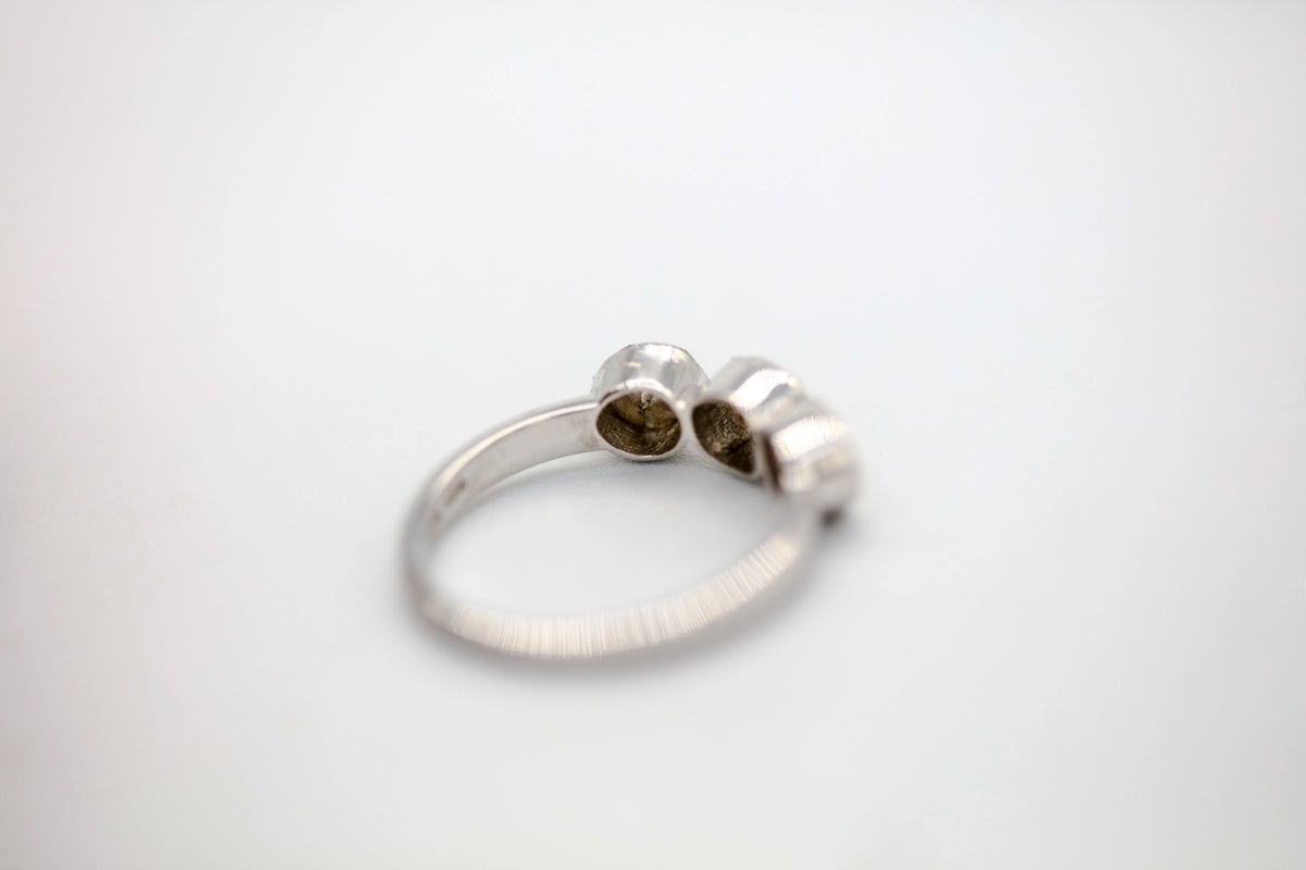 Natural Diamond Slice Three-Stone Ring in Sterling Silver – view 4