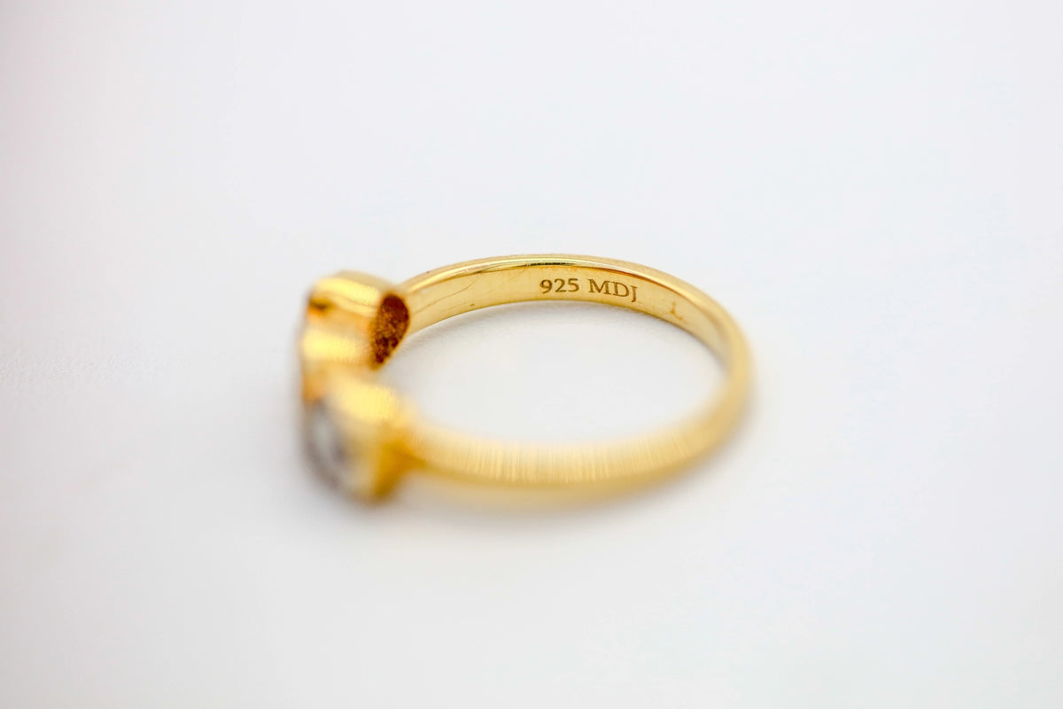 Natural Diamond Slice Three-Stone Ring in Gold Vermeil – view 2