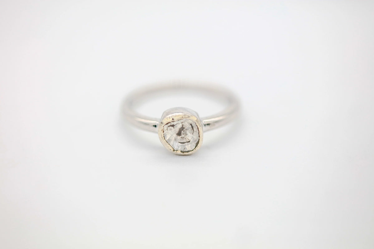 Natural Diamond Slice Solitaire Ring in Sterling Silver – view 5