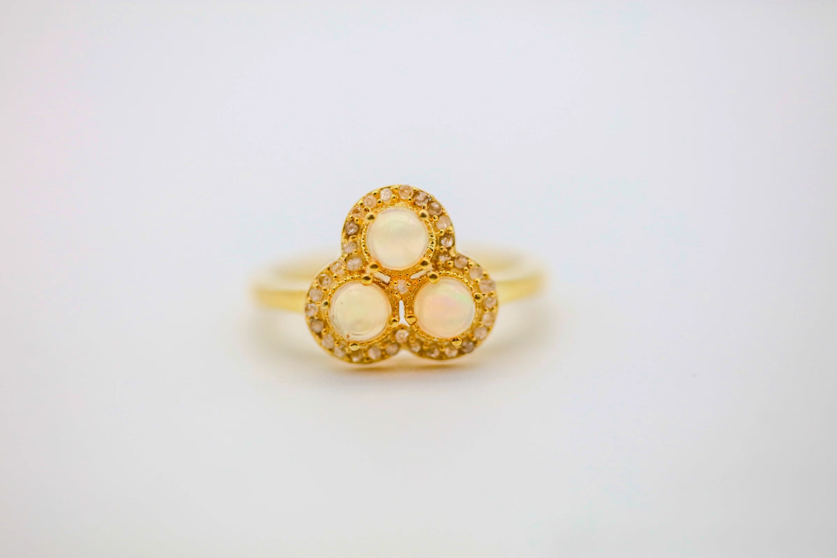 Opal Diamond Cluster Ring in Gold Vermeil by Made Design Jewelry