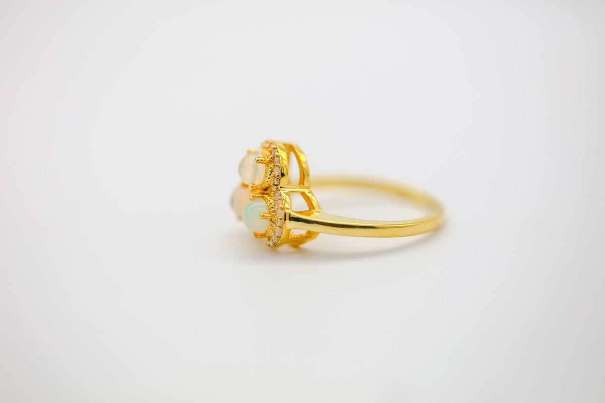 Opal Diamond Cluster Ring in Gold Vermeil – view 2