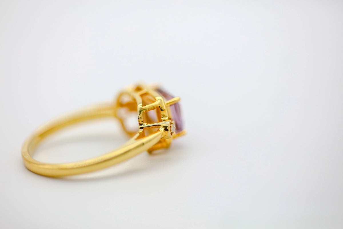 Amethyst Diamond East-West Ring in Gold Vermeil – view 6