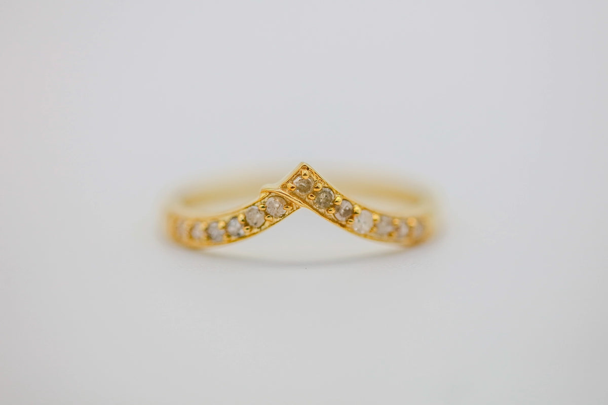Natural Diamond Chevron Ring in Gold Vermeil by Made Design Jewelry