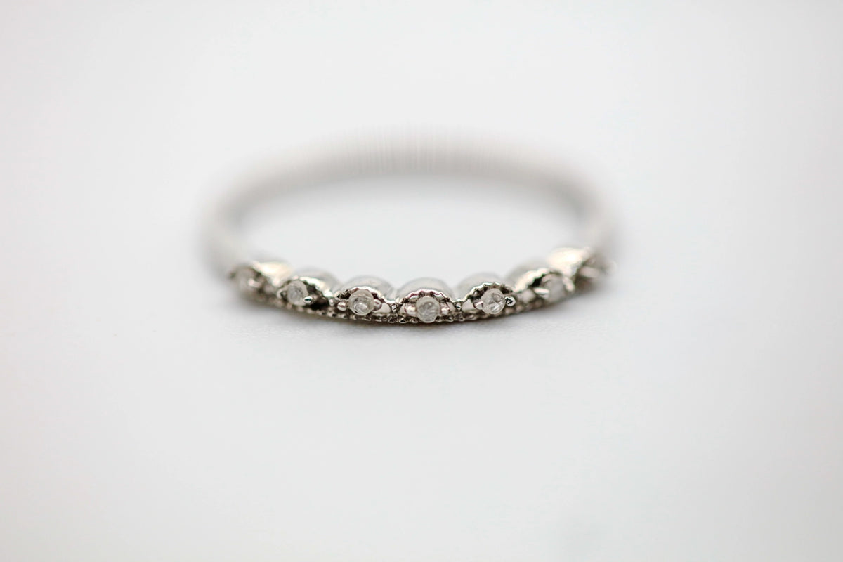 Natural Diamond Marquise Station Band in Sterling Silver by Made Design Jewelry