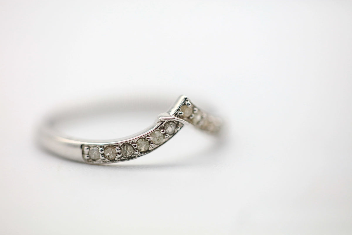 Natural Diamond Chevron Ring in Sterling Silver by Made Design Jewelry