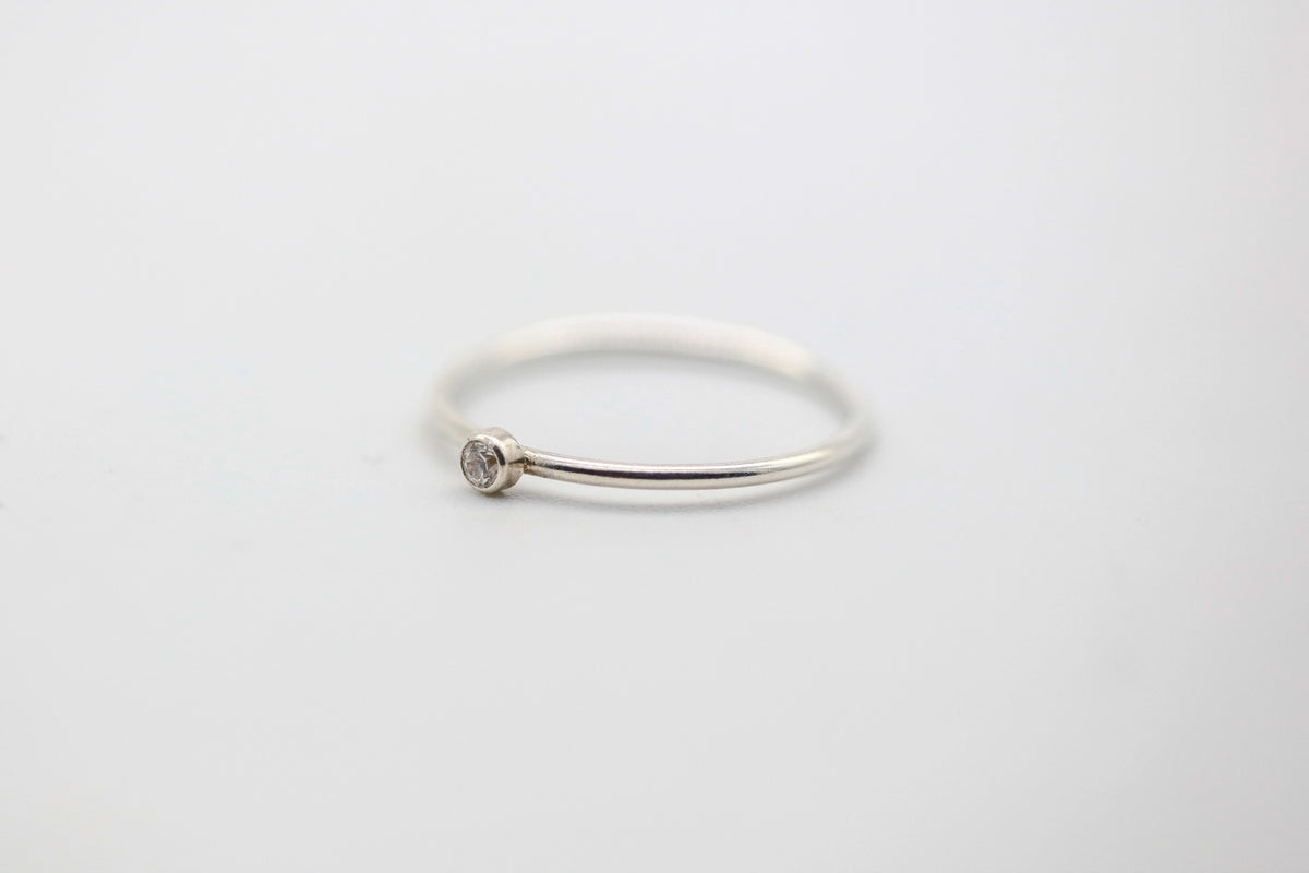 Natural Diamond Solitaire Stacking Ring in Sterling Silver – view 3