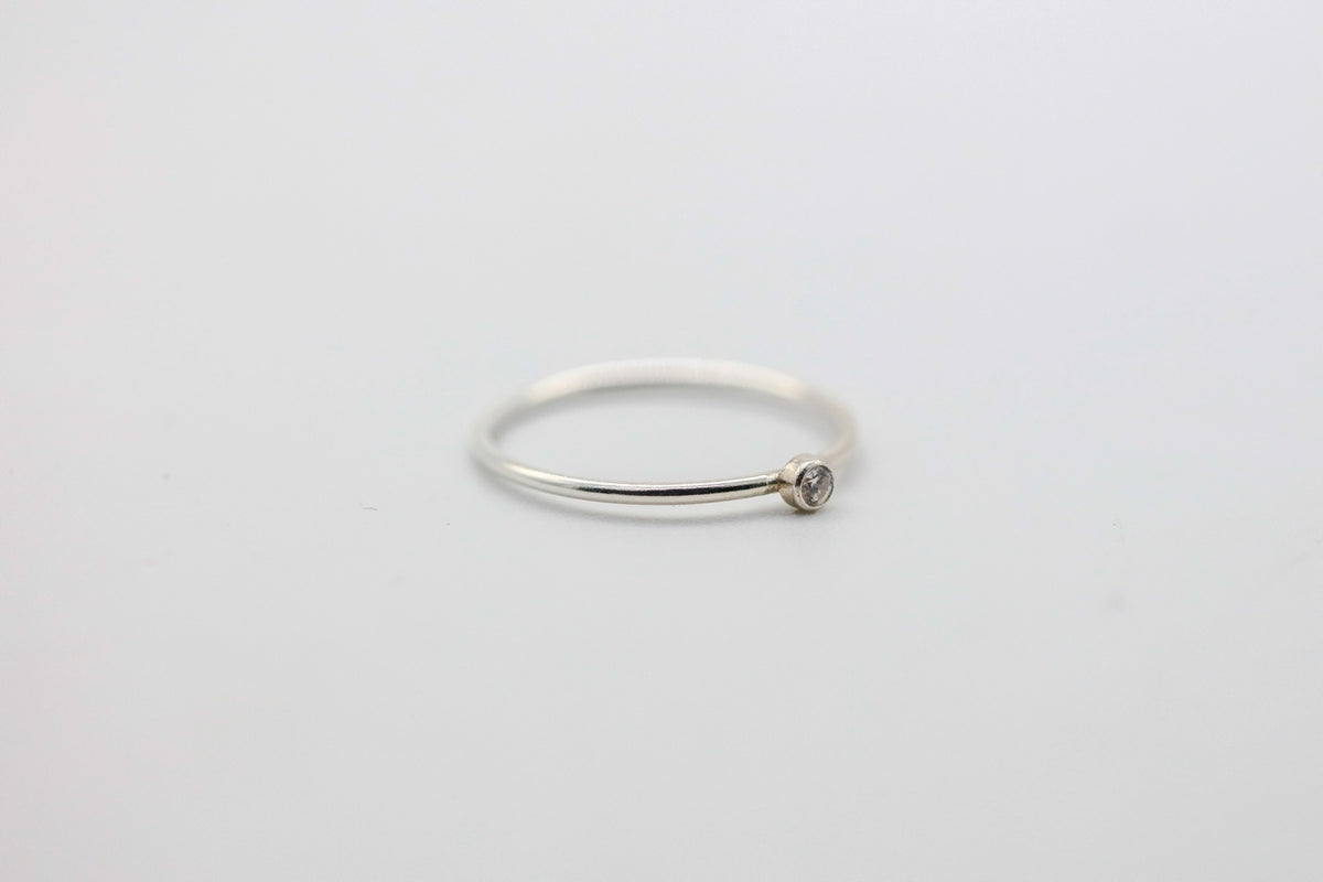 Natural Diamond Solitaire Stacking Ring in Sterling Silver – view 4
