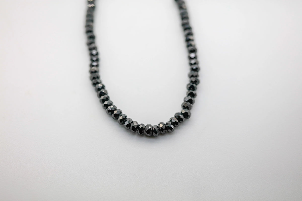 Black Diamond Beaded Necklace in 14K Gold by Made Design Jewelry