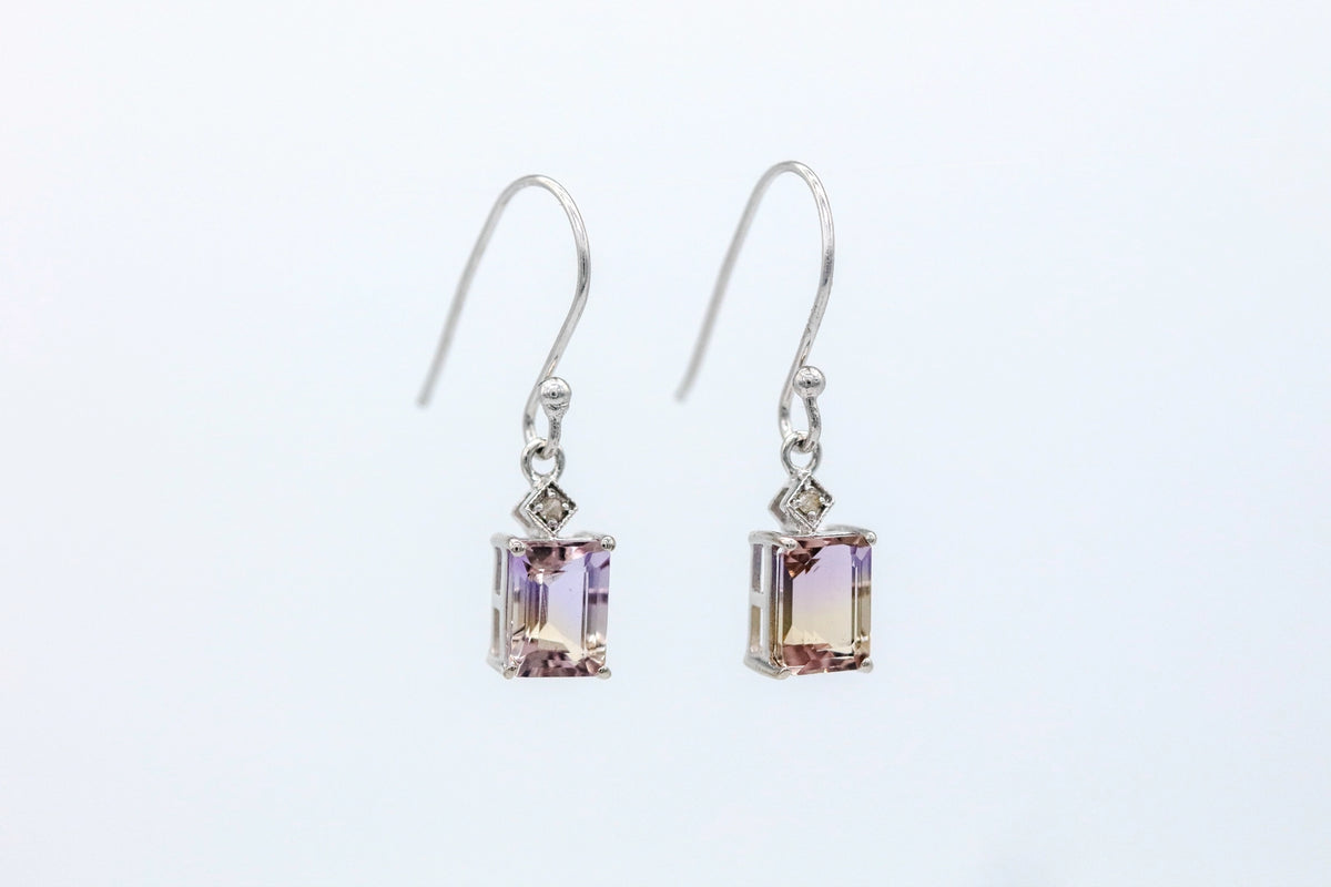Ametrine Diamond Drop Earrings in Sterling Silver – view 4