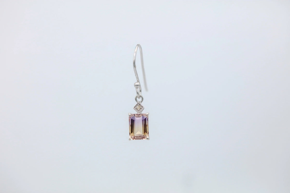 Ametrine Diamond Drop Earrings in Sterling Silver – view 2