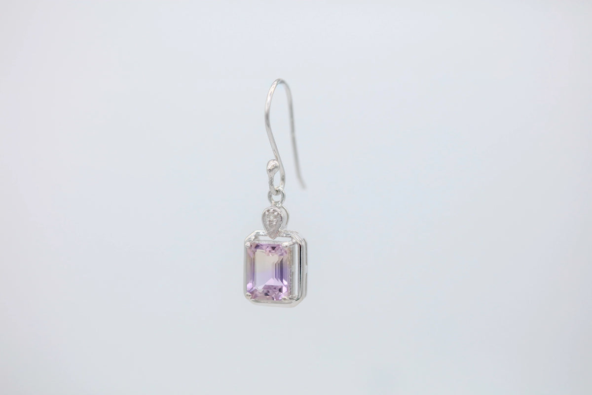 Ametrine Diamond Frame Drop Earrings in Sterling Silver – view 5