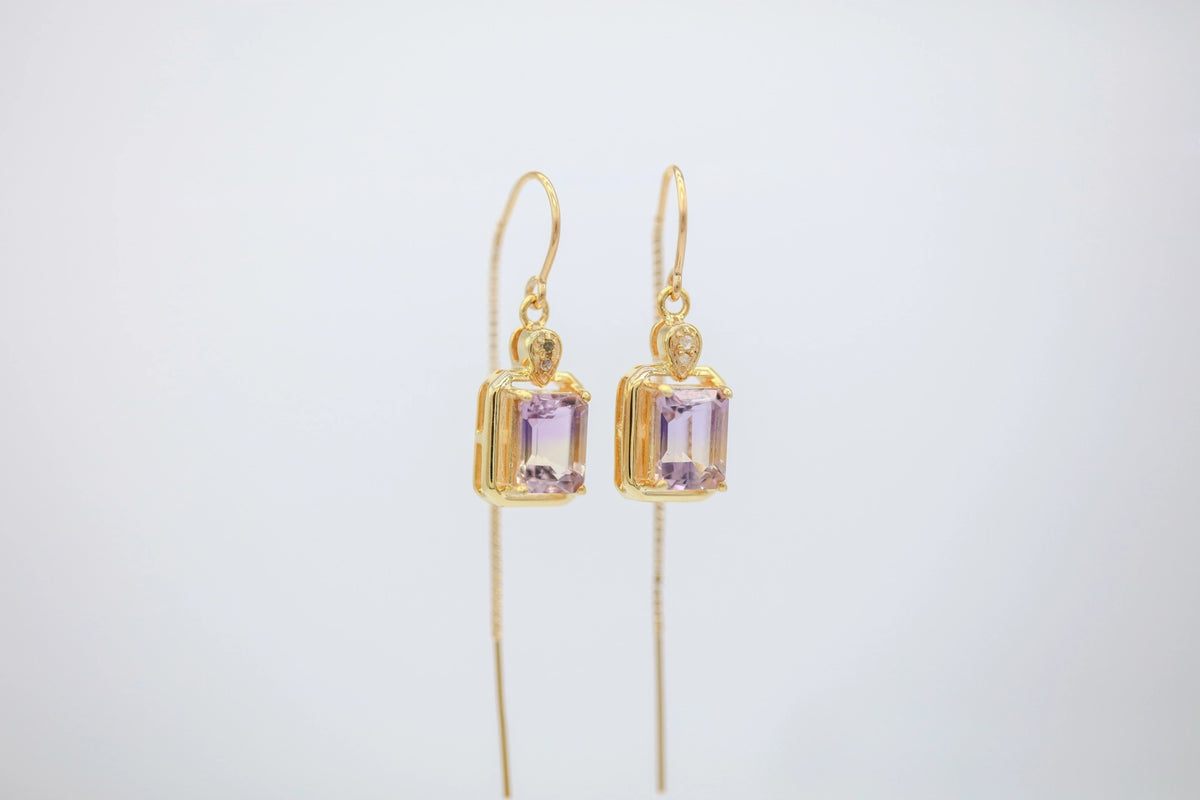 Ametrine Double-Frame Threader Earrings in Gold Vermeil – view 2