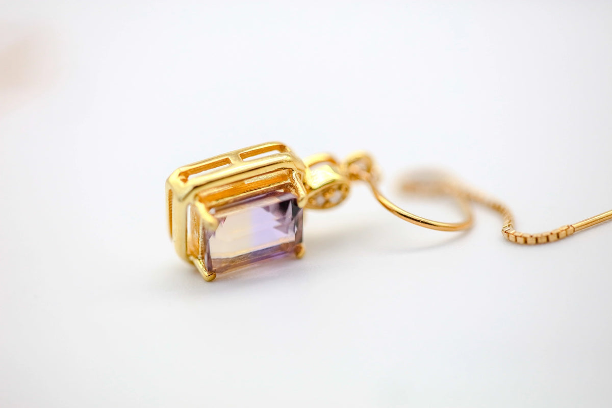 Ametrine Double-Frame Threader Earrings in Gold Vermeil by Made Design Jewelry