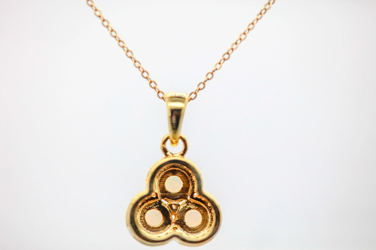 Opal Diamond Cluster Pendant in Gold Vermeil – view 3