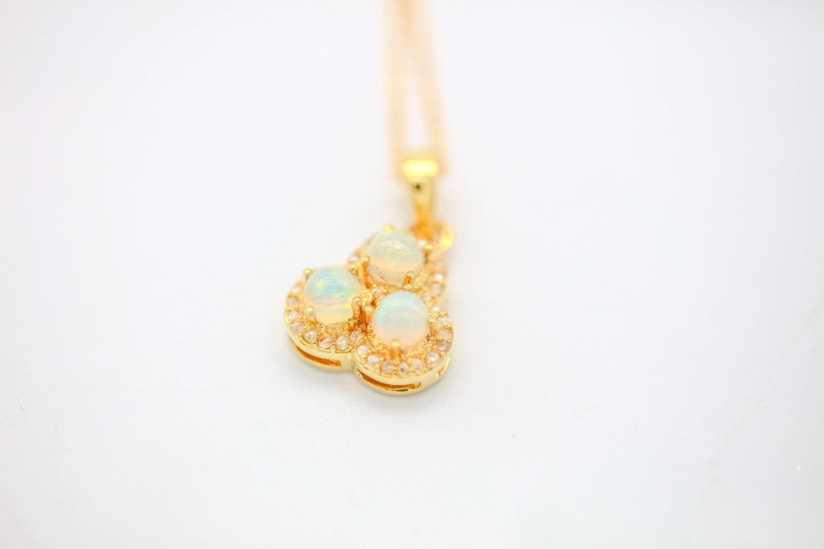 Opal Diamond Cluster Pendant in Gold Vermeil – view 5