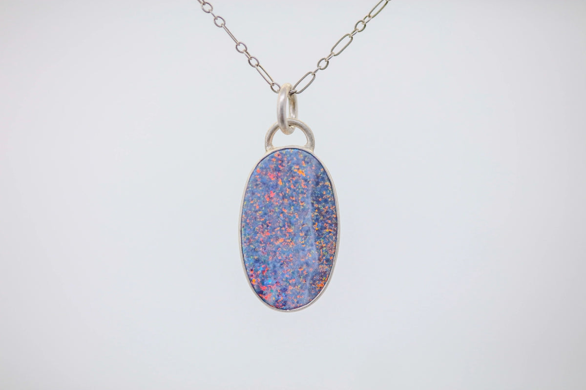 Small Australian Opal Oval One of One Pendant by Made Design Jewelry