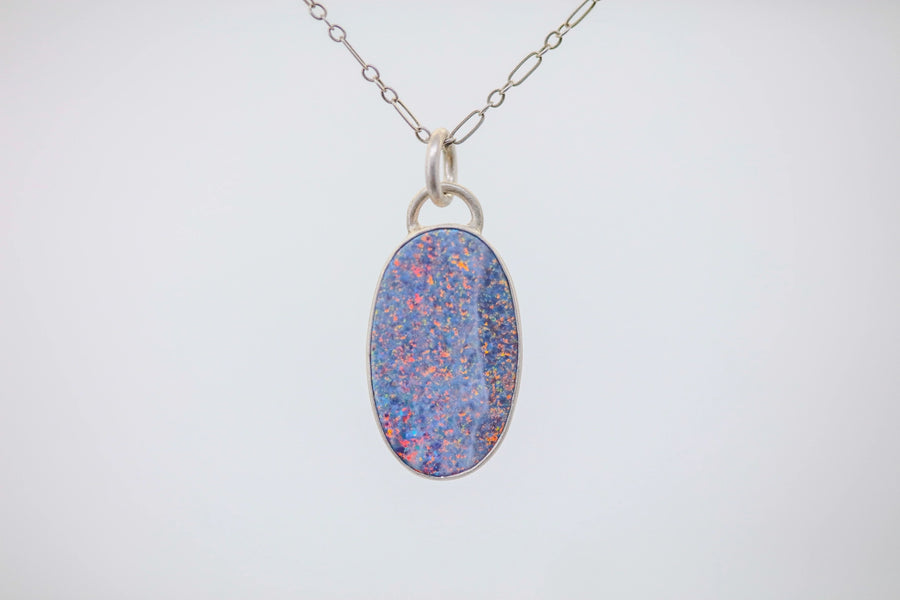 Small Australian Opal Oval One of One Pendant by Made Design Jewelry