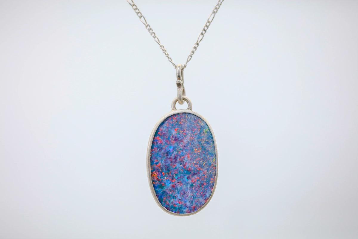 Large Australian Opal Oval One of One Pendant by Made Design Jewelry