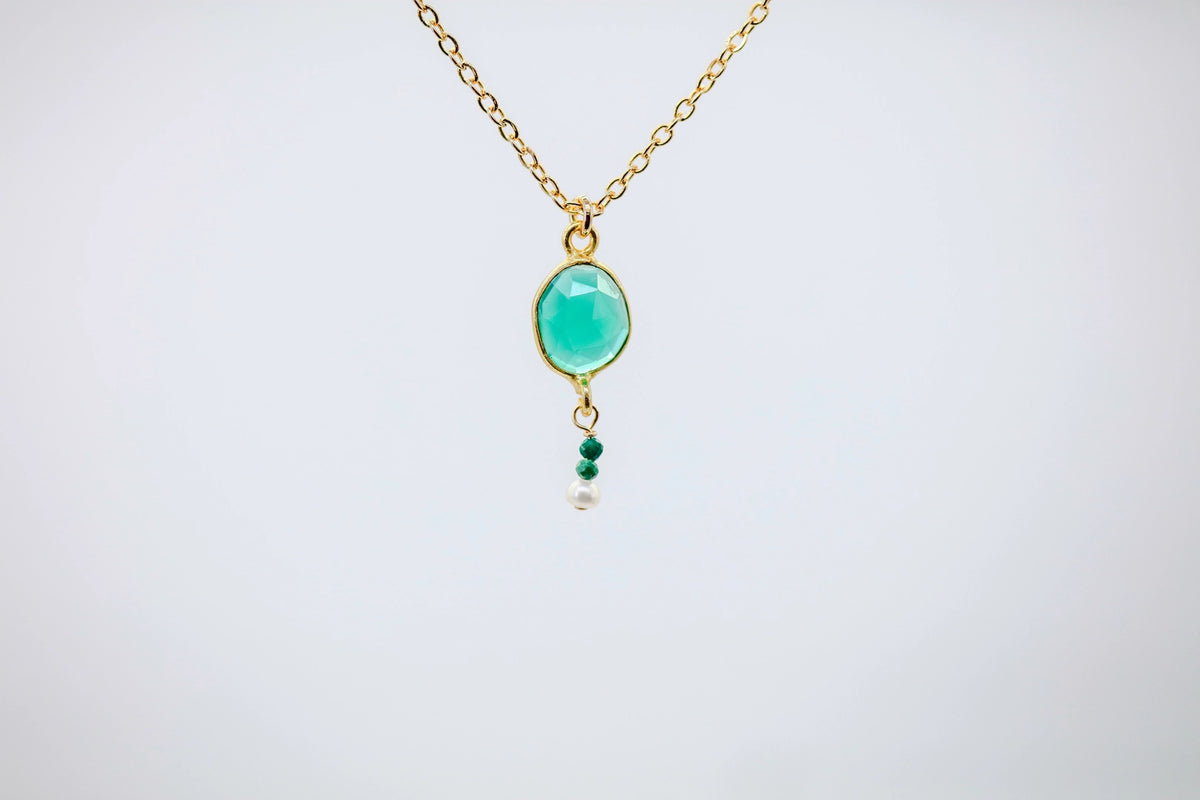 Green Onyx & Emerald Bead Drop Pendant – view 3