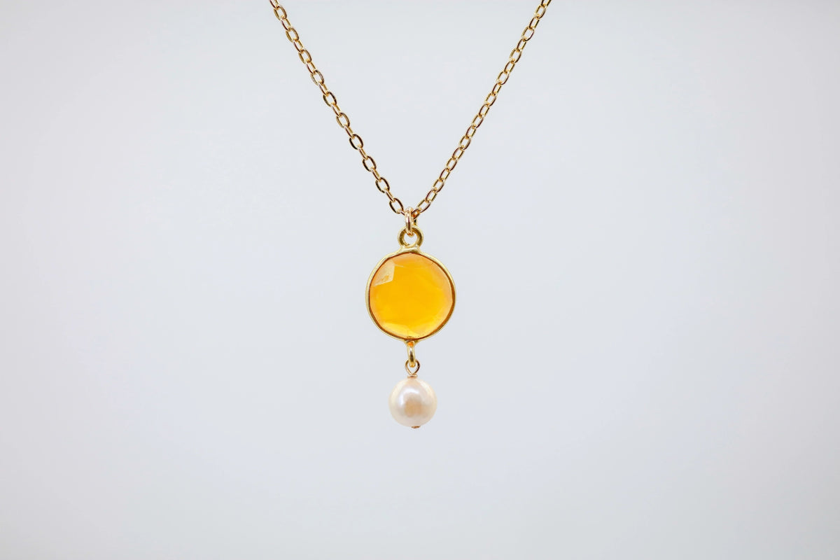 Citrine & Pearl Drop Pendant by Made Design Jewelry