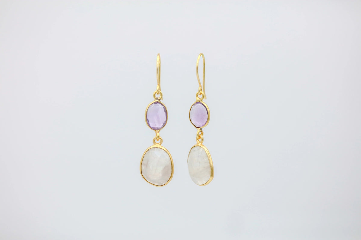 Amethyst & Moonstone Drop Earrings – view 2