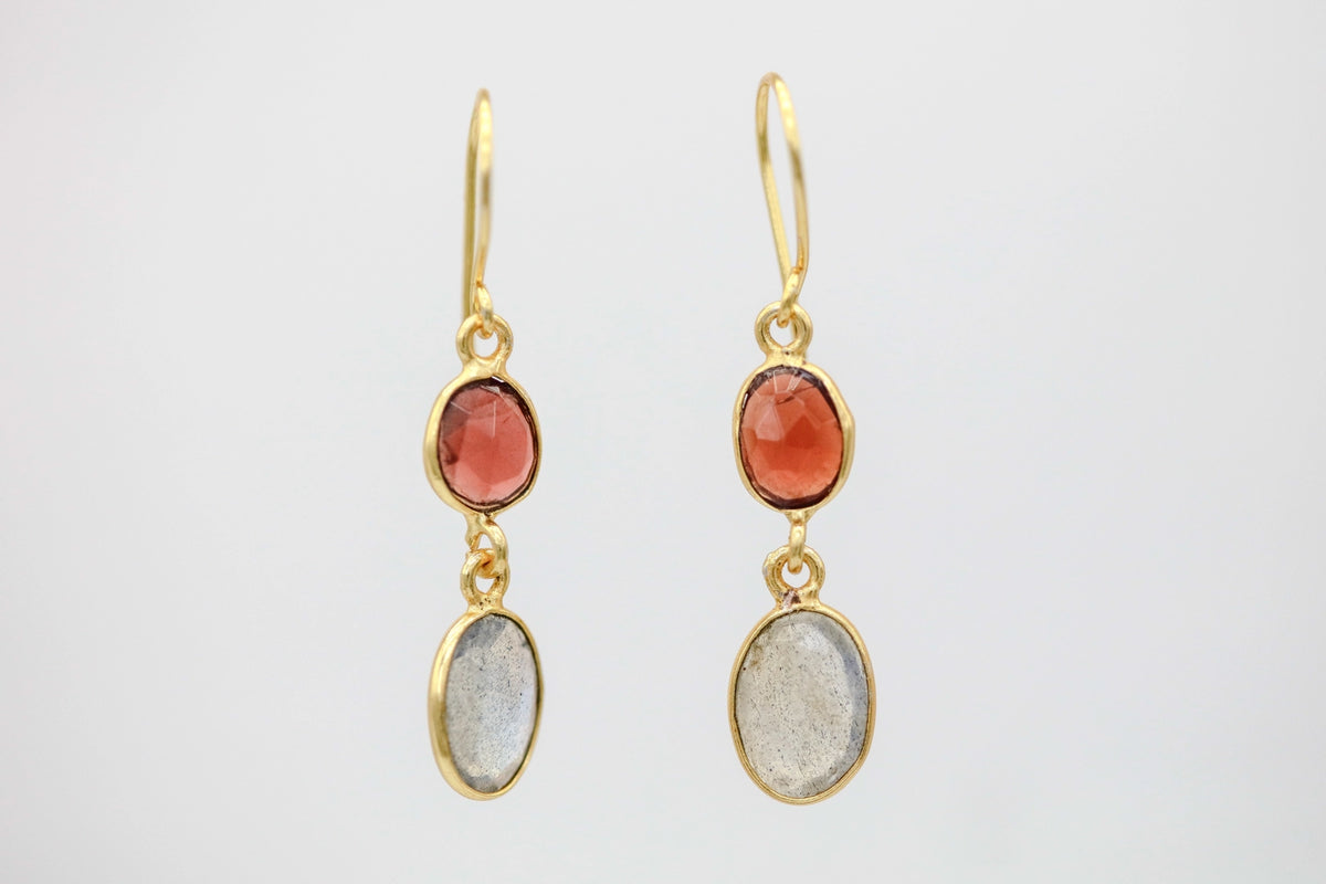 Garnet & Moonstone Drop Earrings by Made Design Jewelry