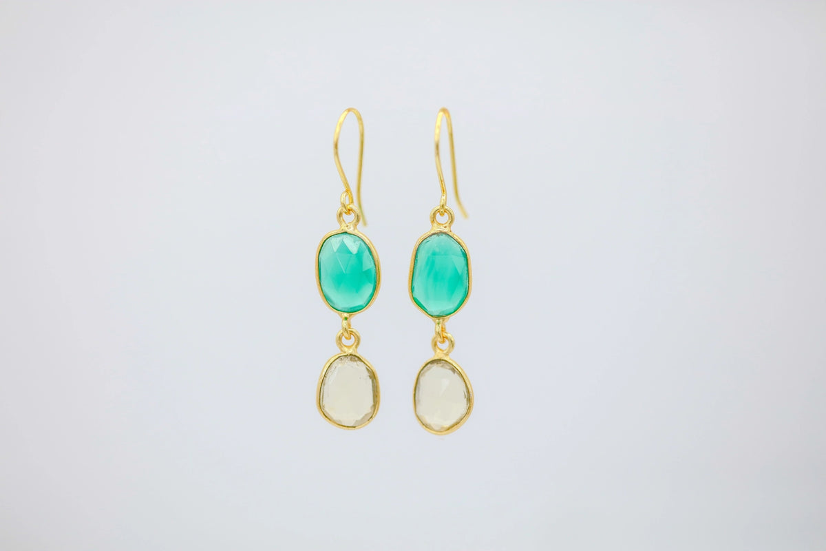 Green Onyx & Citrine Drop Earrings by Made Design Jewelry