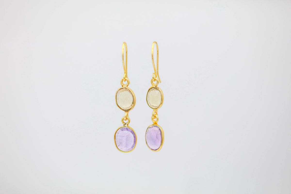 Citrine & Amethyst Drop Earrings – view 2