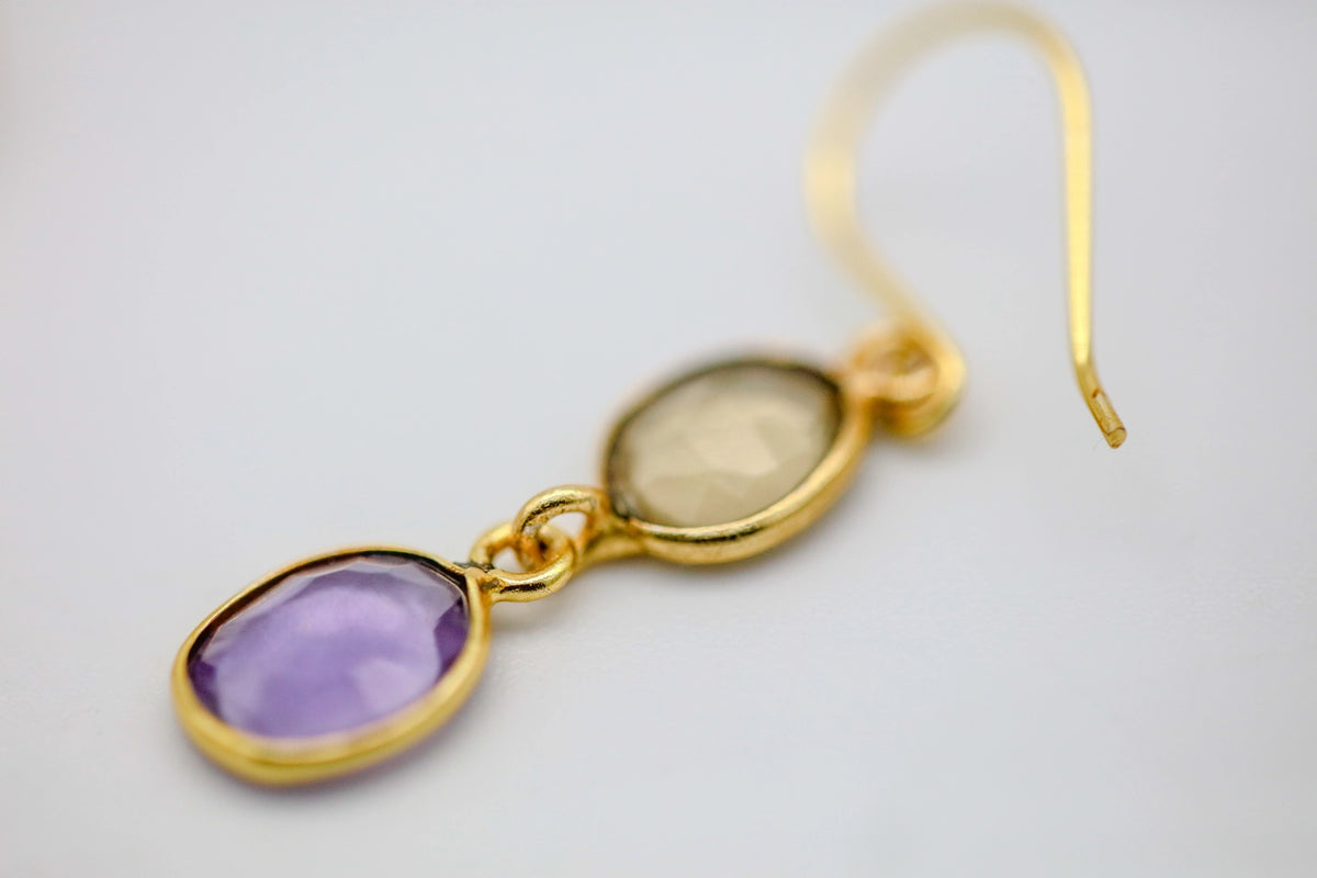 Amethyst & Citrine Drop Earrings – view 2