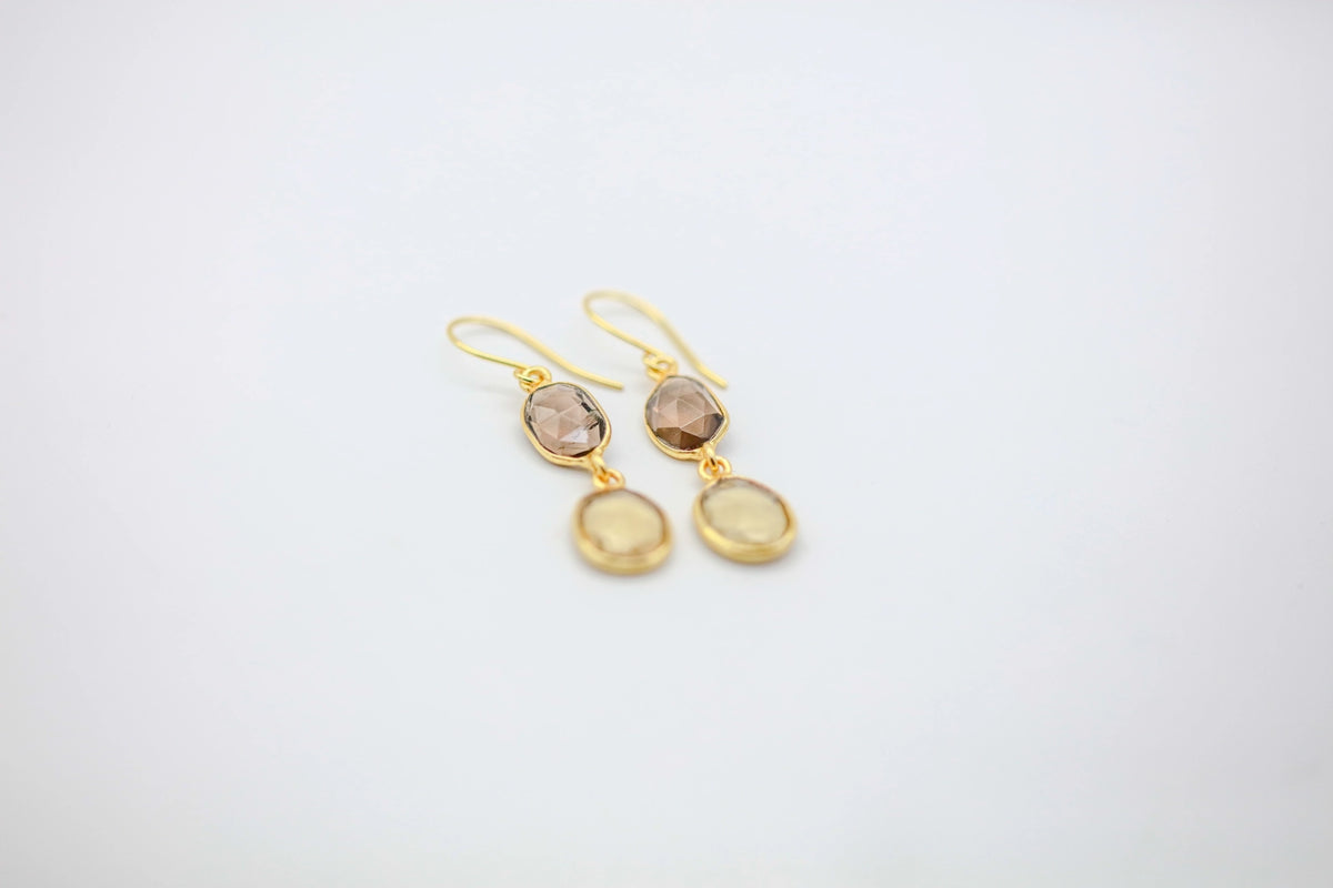 Smoky Quartz & Citrine Drop Earrings – view 2