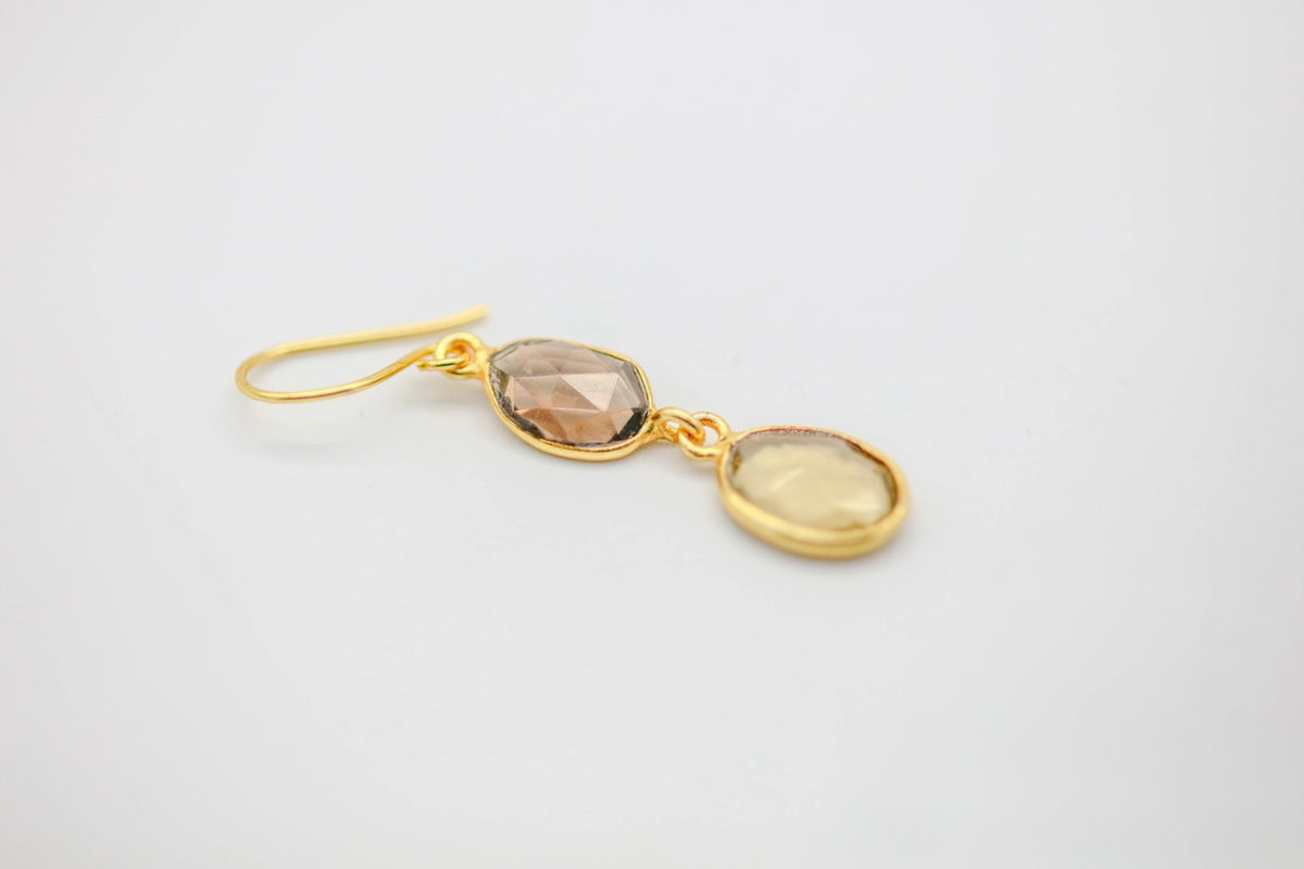 Smoky Quartz & Citrine Drop Earrings – view 3