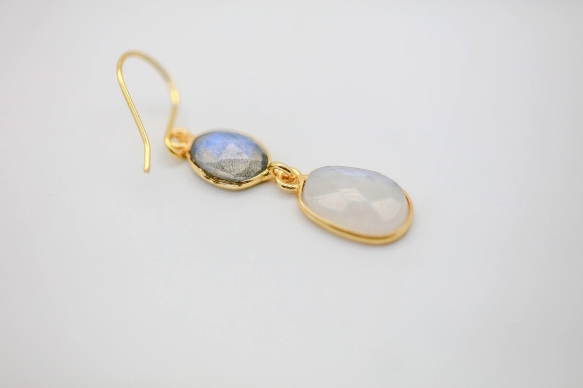 Labradorite & Moonstone Drop Earrings by Made Design Jewelry